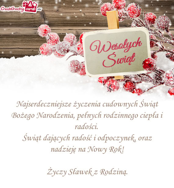 Najserdeczniejsze życzenia cudownych Świąt Bożego Narodzenia, pełnych