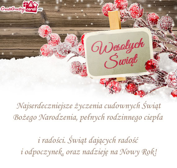 Najserdeczniejsze życzenia cudownych Świąt Bożego Narodzenia, pełnych