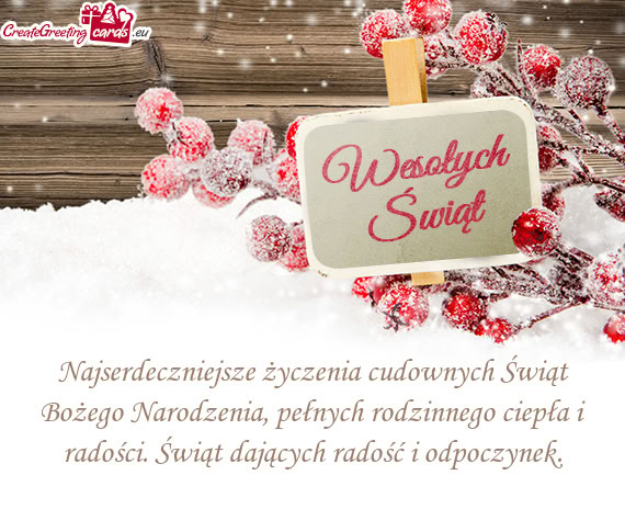 Najserdeczniejsze życzenia cudownych Świąt Bożego Narodzenia, pełnych