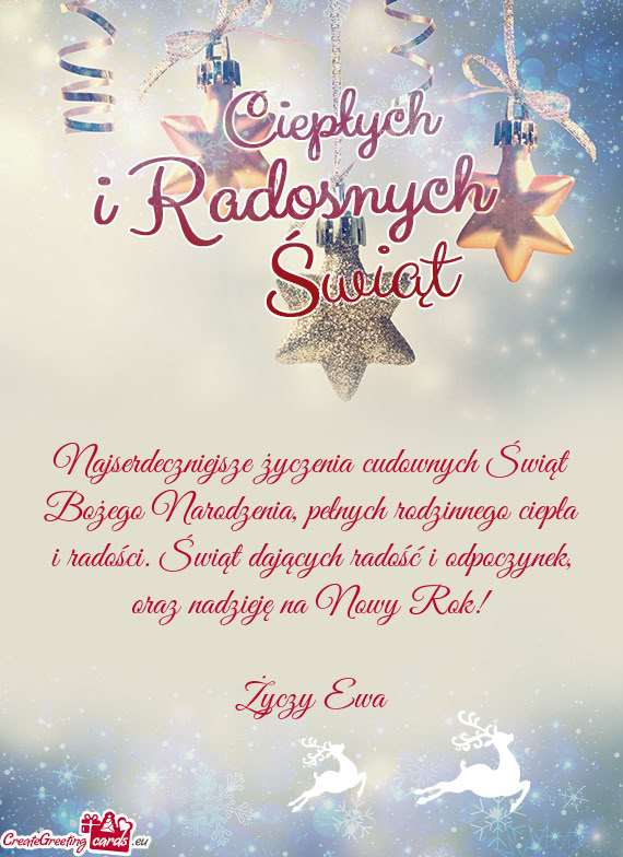 Najserdeczniejsze życzenia cudownych Świąt Bożego Narodzenia, pełnych