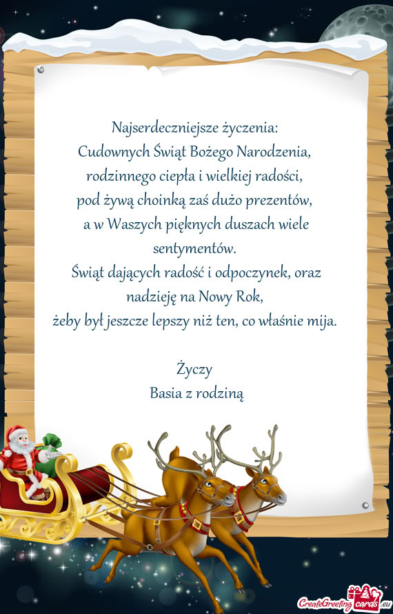 Najserdeczniejsze życzenia:   Cudownych Świąt Bożego Narodzenia,