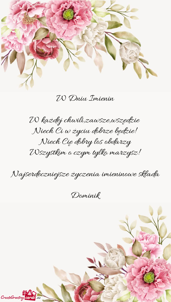 Najserdeczniejsze życzenia imieninowe składa