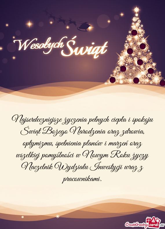 Najserdeczniejsze życzenia pełnych ciepła i spokoju Świąt Bożego Narodzenia oraz zdrowia, opty