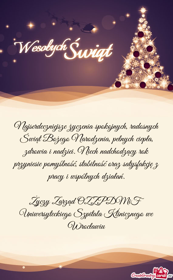 Najserdeczniejsze życzenia spokojnych, radosnych Świąt Bożego Narodzenia, pełnych ciepła, zdro