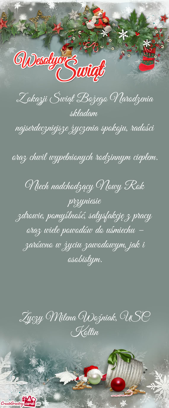 Najserdeczniejsze życzenia spokoju, radości