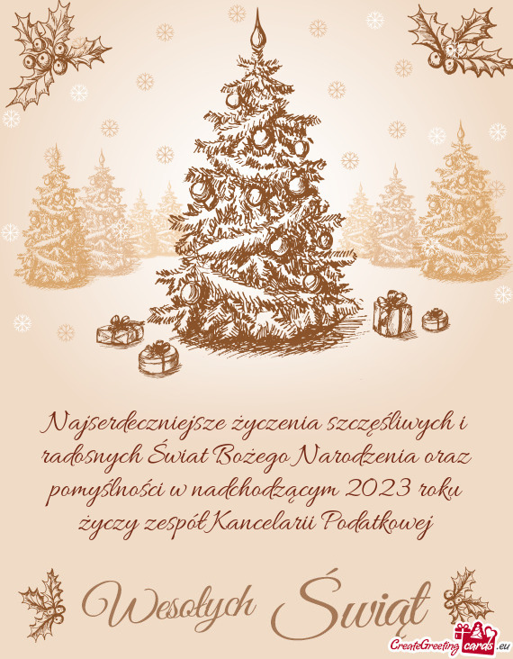 Najserdeczniejsze życzenia szczęśliwych i radosnych Świat Bożego Narodzenia oraz pomyślności