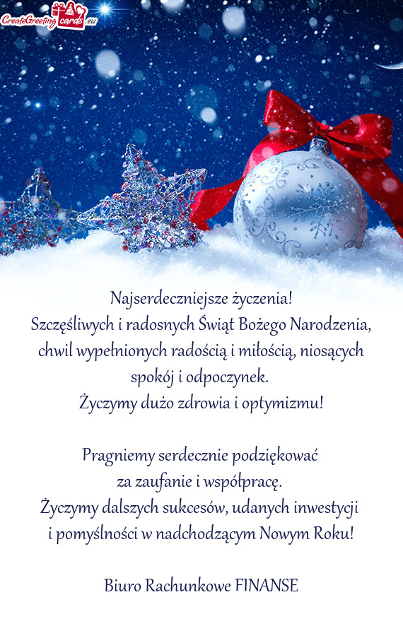 Najserdeczniejsze życzenia! Szczęśliwych i radosnych Świąt Bożego Narodzenia