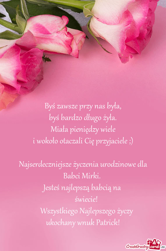 Najserdeczniejsze życzenia urodzinowe dla Babci Mirki