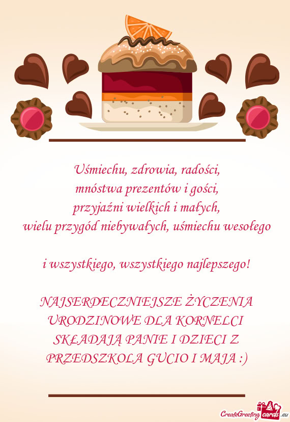 NAJSERDECZNIEJSZE ŻYCZENIA URODZINOWE DLA KORNELCI