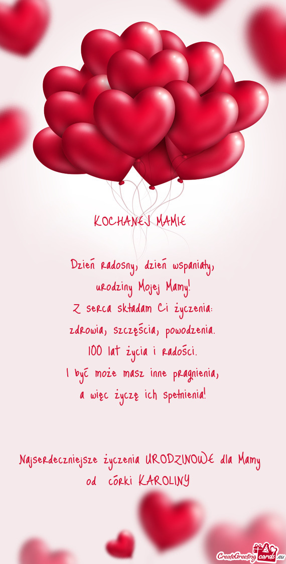 Najserdeczniejsze życzenia URODZINOWE dla Mamy od córki KAROLINY🙃