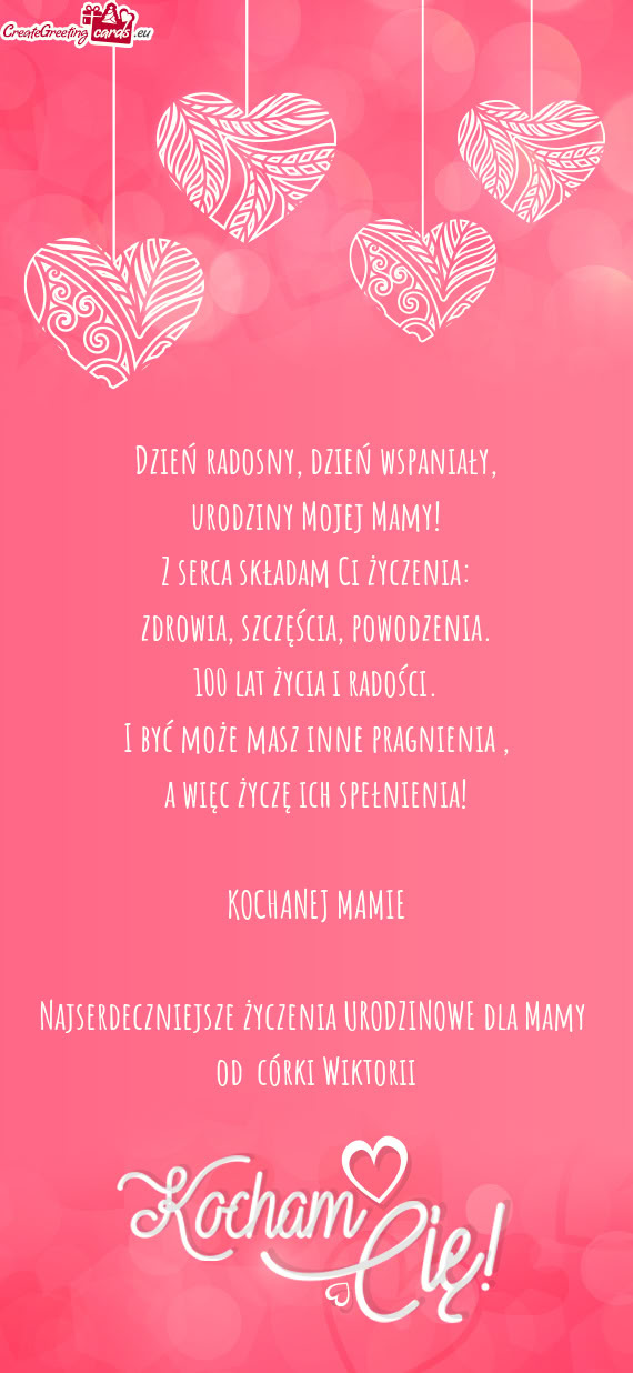 Najserdeczniejsze życzenia URODZINOWE dla Mamy od córki Wiktorii