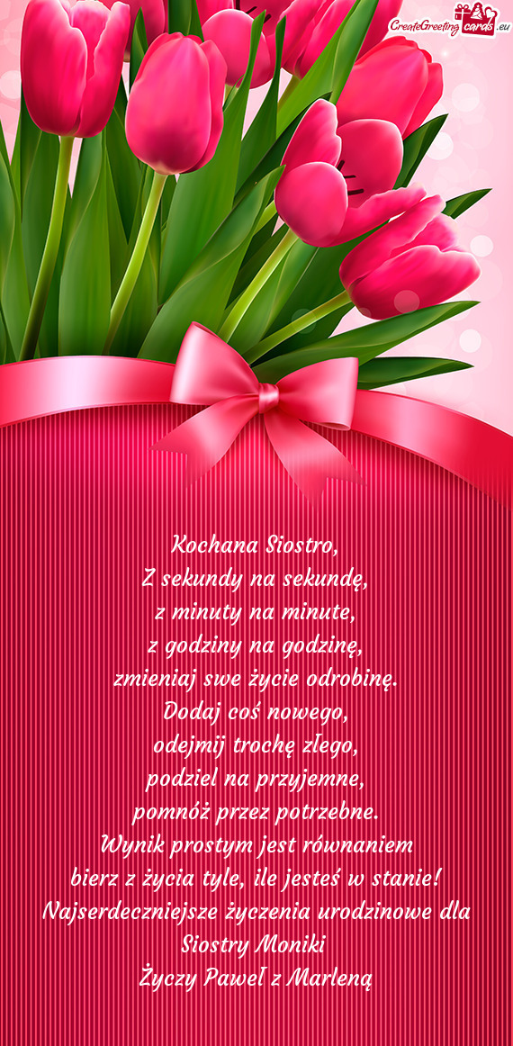 Najserdeczniejsze życzenia urodzinowe dla Siostry Moniki