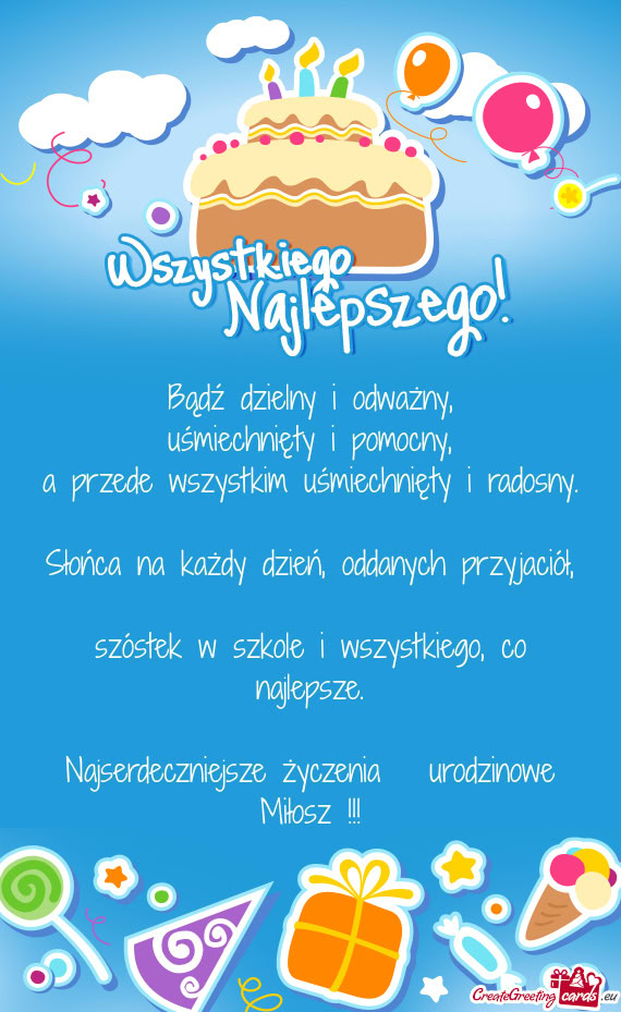 Najserdeczniejsze życzenia urodzinowe Miłosz