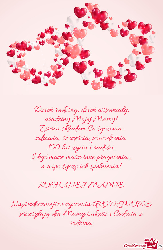 Najserdeczniejsze życzenia URODZINOWE przesyłają dla Mamy Łukasz i Codruta z rodziną