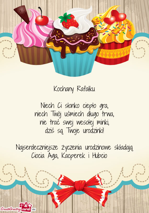 Najserdeczniejsze życzenia urodzinowe składają Ciocia Aga, Kacperek i Hubcio🎂🎉🎁