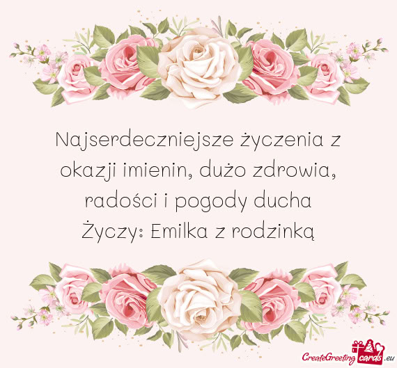Najserdeczniejsze życzenia z okazji imienin, dużo zdrowia, radości i pogody ducha