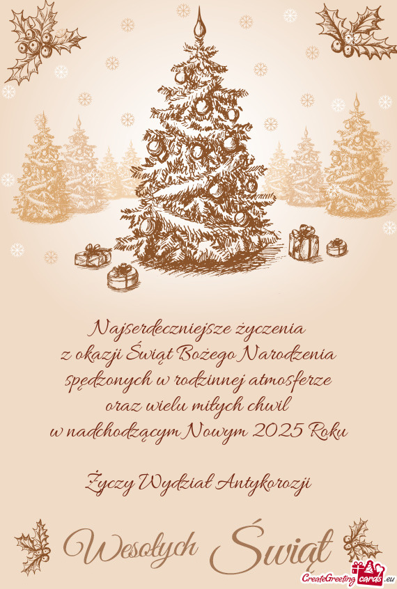 Najserdeczniejsze życzenia  z okazji Świąt Bożego Narodzenia  spędzonych