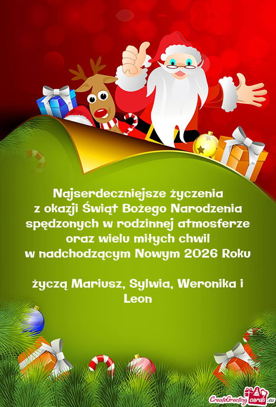 Najserdeczniejsze życzenia  z okazji Świąt Bożego Narodzenia  spędzonych