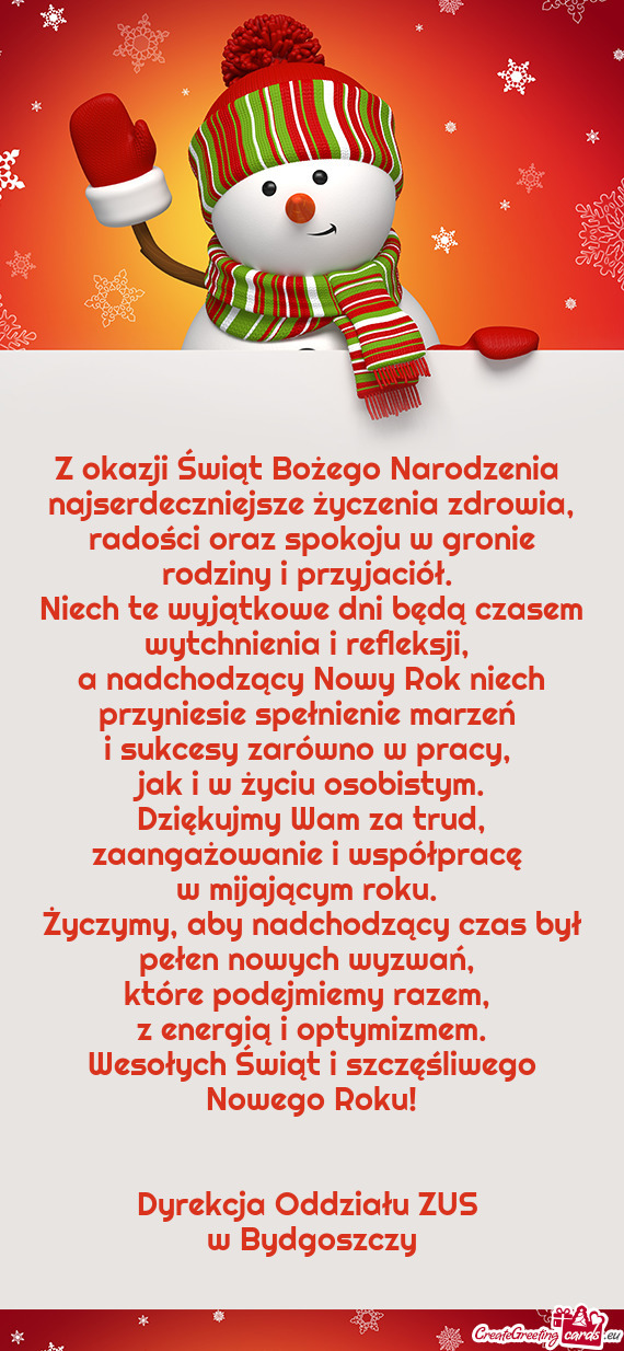 Najserdeczniejsze życzenia zdrowia, radości oraz spokoju w gronie rodziny i przyjaciół