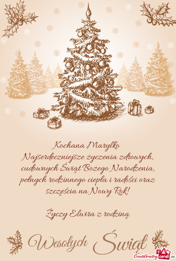 Najserdeczniejsze życzenia zdrowych, cudownych Świąt Bożego Narodzenia, pełnych rodzinnego ciep