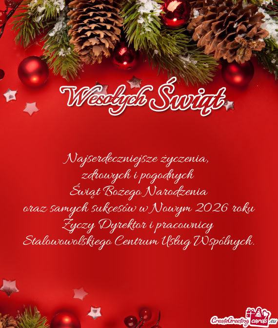 Najserdeczniejsze życzenia,   zdrowych i pogodnych   Świąt Bożego
