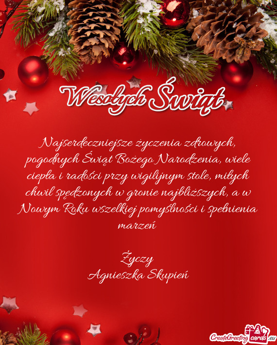 Najserdeczniejsze życzenia zdrowych, pogodnych Świąt Bożego Narodzenia, wiele ciepła i radości