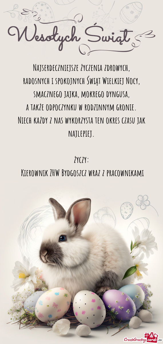 Najserdeczniejsze życzenia zdrowych,  radosnych i spokojnych Świąt Wielkiej