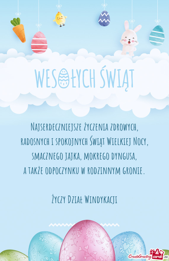 Najserdeczniejsze życzenia zdrowych,  radosnych i spokojnych Świąt Wielkiej