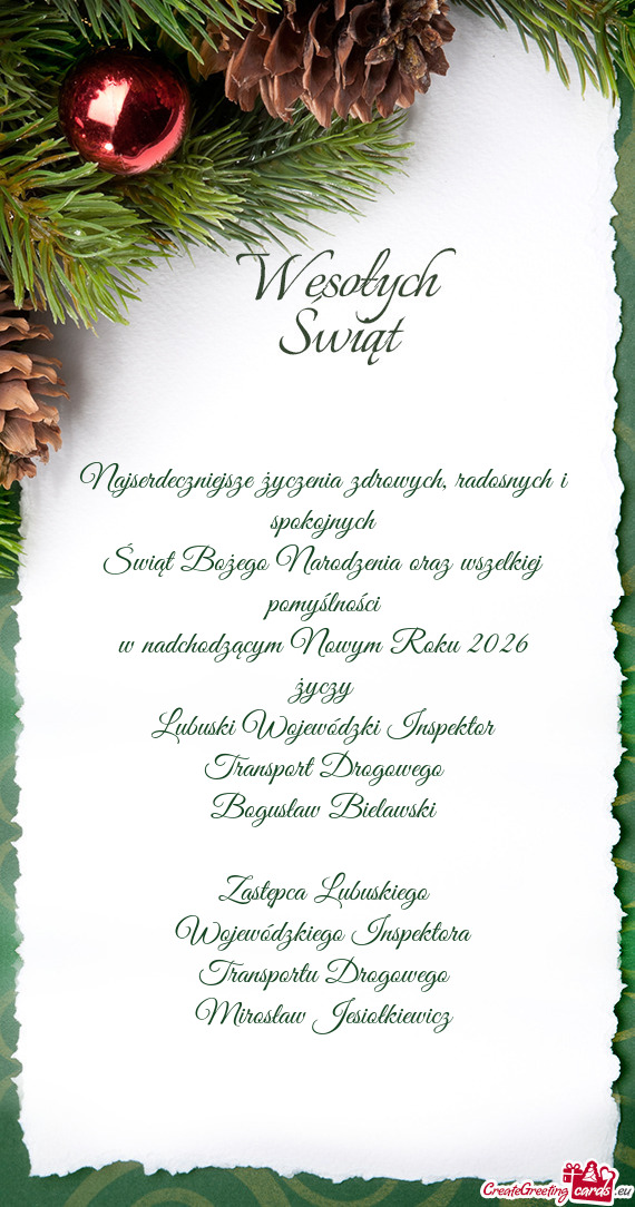 Najserdeczniejsze życzenia zdrowych, radosnych i spokojnych