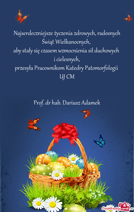 Najserdeczniejsze życzenia zdrowych, radosnych Świąt Wielkanocnych