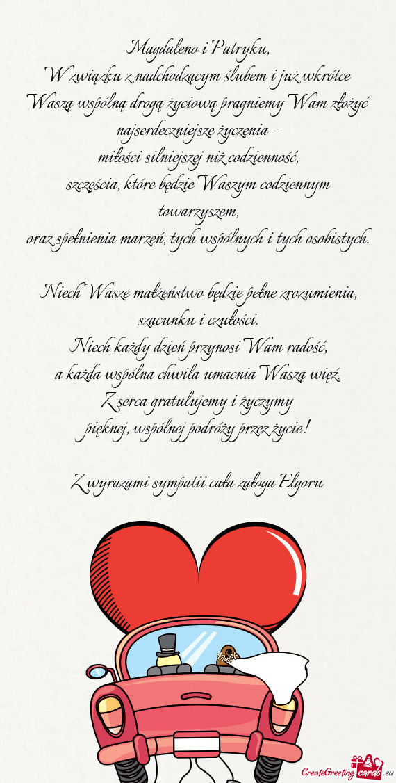 Najserdeczniejsze życzenia –