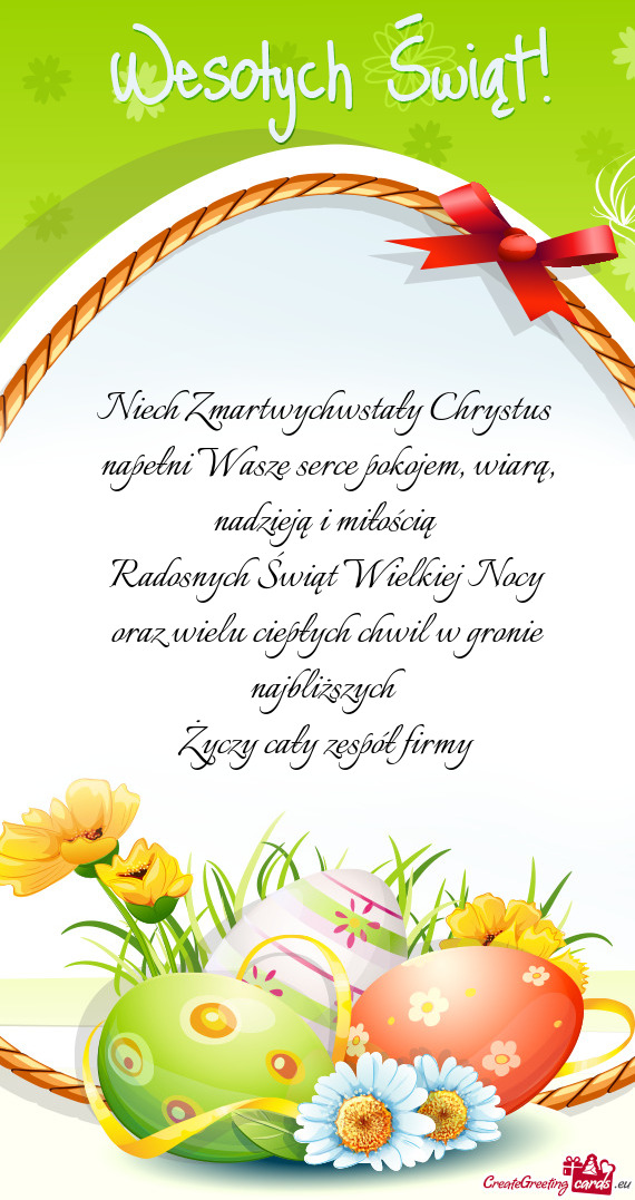 Napełni Wasze serce pokojem, wiarą, nadzieją i miłością