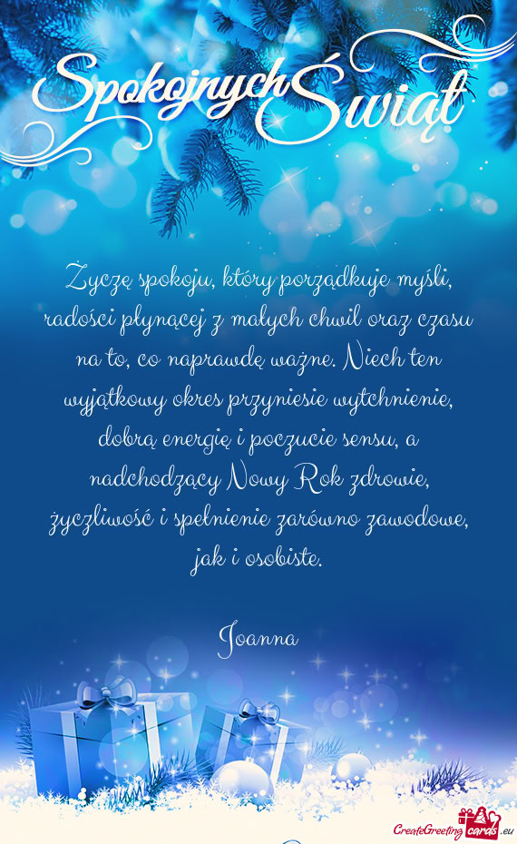 Naprawdę ważne. Niech ten wyjątkowy okres przyniesie wytchnienie, dobrą energię i poczucie sen