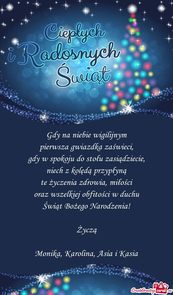 Narodzenia! Życzą Monika