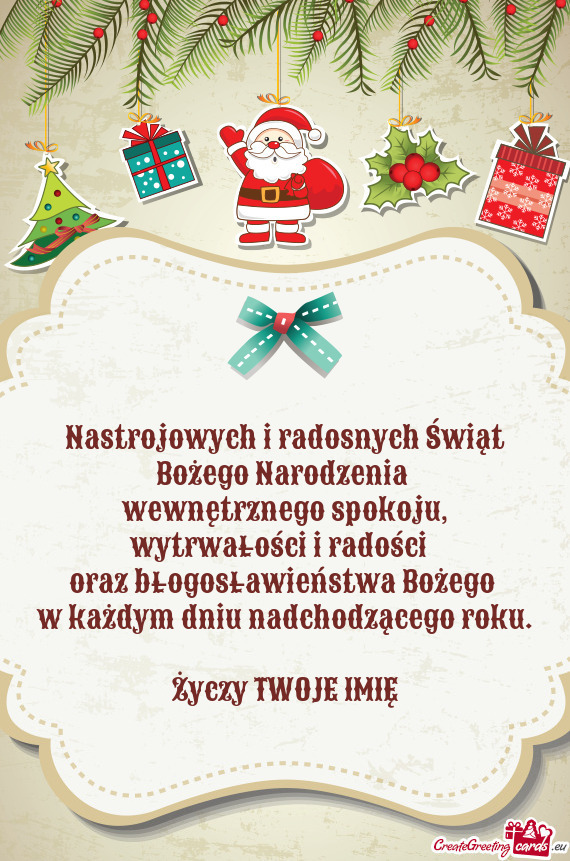 Nastrojowych i radosnych Świąt Bożego Narodzenia   wewnętrznego spokoju,