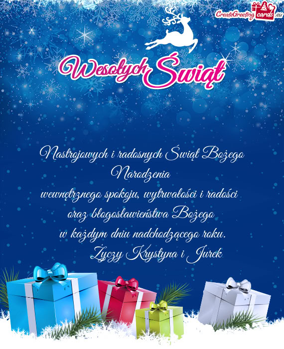 Nastrojowych i radosnych Świąt Bożego Narodzenia   wewnętrznego spokoju,