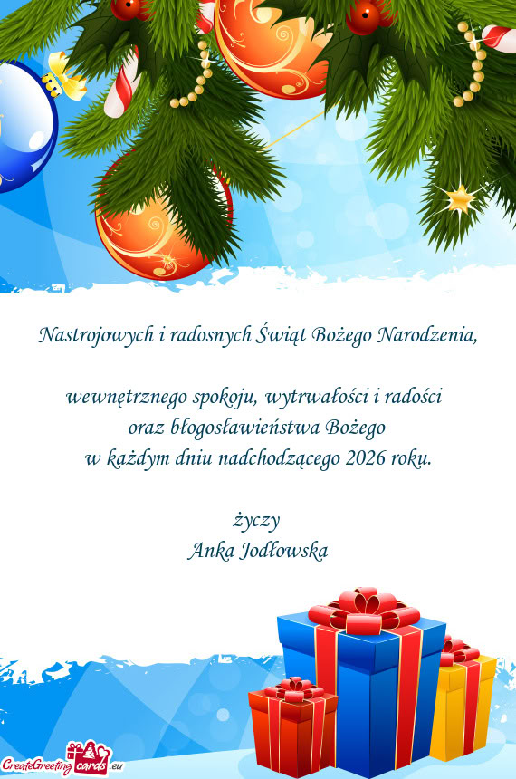 Nastrojowych i radosnych Świąt Bożego Narodzenia,  wewnętrznego spokoju,