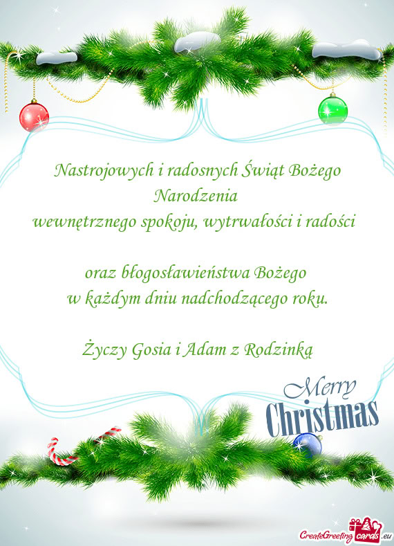 Nastrojowych i radosnych Świąt Bożego Narodzenia   wewnętrznego spokoju,