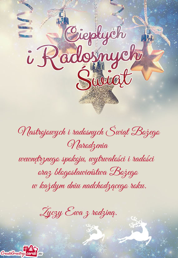 Nastrojowych i radosnych Świąt Bożego Narodzenia   wewnętrznego spokoju,