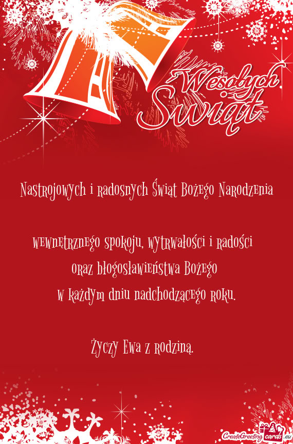 Nastrojowych i radosnych Świąt Bożego Narodzenia   wewnętrznego spokoju,
