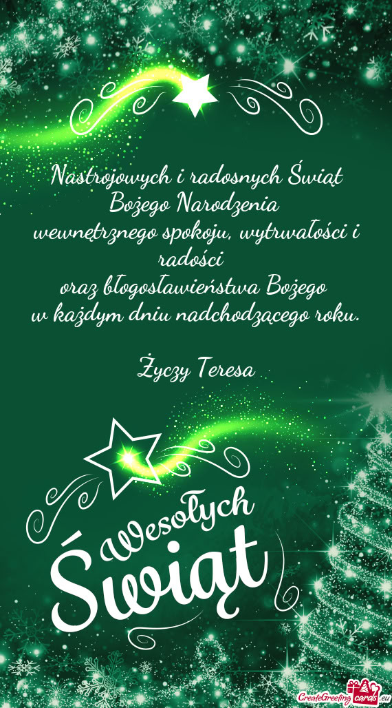 Nastrojowych i radosnych Świąt Bożego Narodzenia   wewnętrznego spokoju,