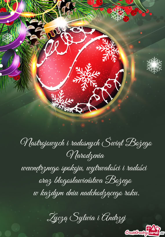Nastrojowych i radosnych Świąt Bożego Narodzenia   wewnętrznego spokoju,