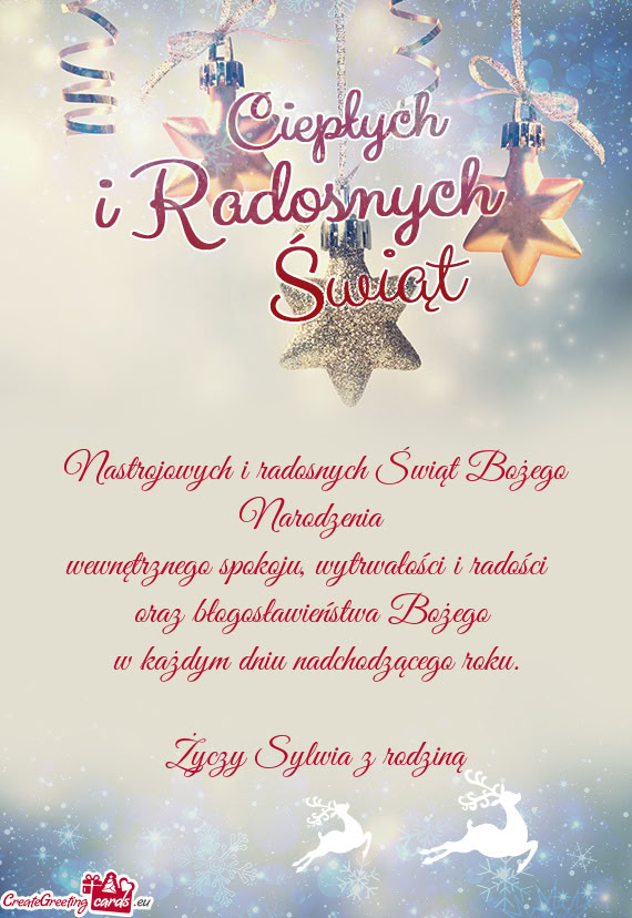 Nastrojowych i radosnych Świąt Bożego Narodzenia   wewnętrznego spokoju,
