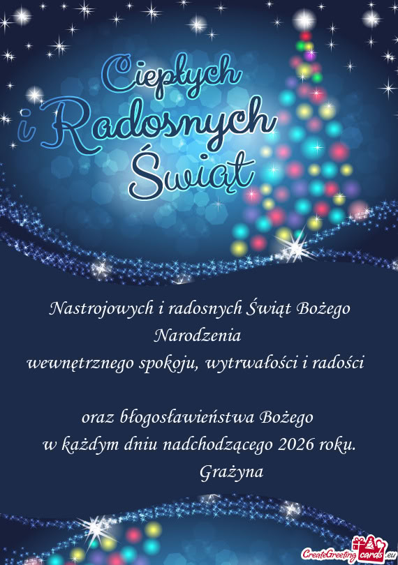 Nastrojowych i radosnych Świąt Bożego Narodzenia   wewnętrznego spokoju,