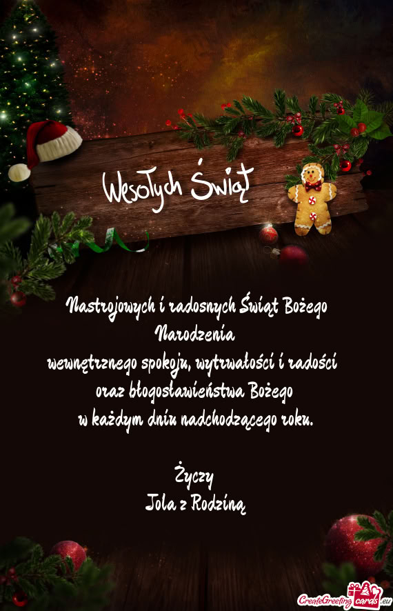 Nastrojowych i radosnych Świąt Bożego Narodzenia   wewnętrznego spokoju,