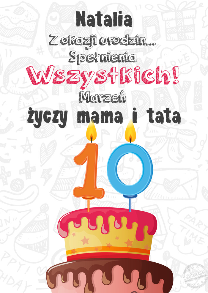 Natalia Kartka z okazji 10 urodzin
