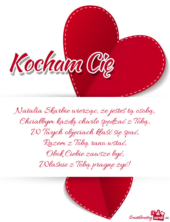 Natalia Skarbie wierząc, że jesteś tą osobą