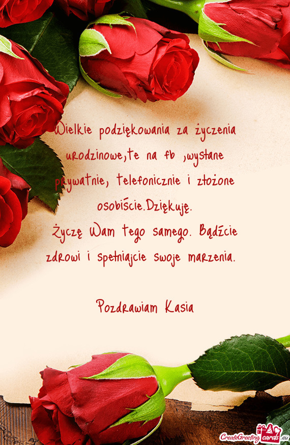 Ne osobiście.Dziękuję