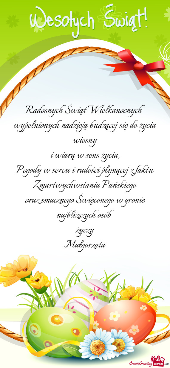 Nego w gronie najbliższych osób życzy Małgorzata