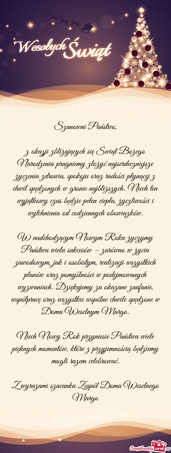 Nia zdrowia, spokoju oraz radości płynącej z chwil spędzonych w gronie najbliższych. Niech ten